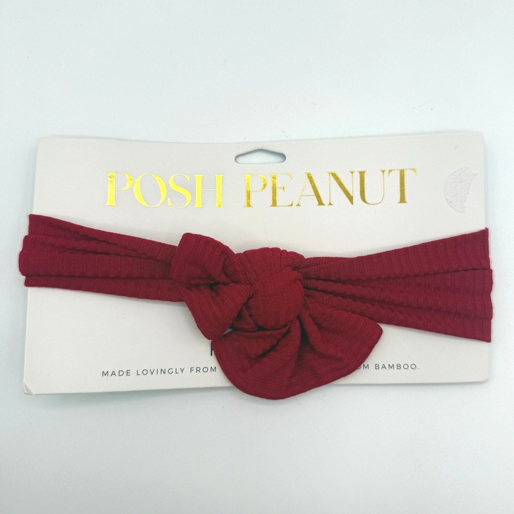 Posh Peanut Headwrap‎ Girls 0-3M Red Ribbed Knit Bamboo Hair Accessory NEW